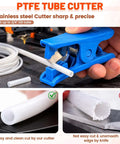 Ultimate All In One 50 Piece 3D Printer Tool Kit tube cutter demonstrating clean cut on PTFE tube