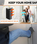 Heavy Duty Door Reinforcement Lock For Front And Inward Swing Doors With 1200Lb Ultra Strength And Wider Strike Plate Flip Deadbolt Latch For Night Safety For Kids Two Pack Black installed on door