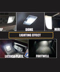 12 Piece Interior LED Light Kit For Dodge Ram 1500 2500 3500 From 2009 To 2018 showing map, dome, mirror, and footwell lights