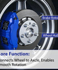 Close-up of Top Shelf Front Wheel Bearing Hub Assembly Pair For Nissan Rogue And Rogue Sport 2014 Through 2023 with brake rotor.