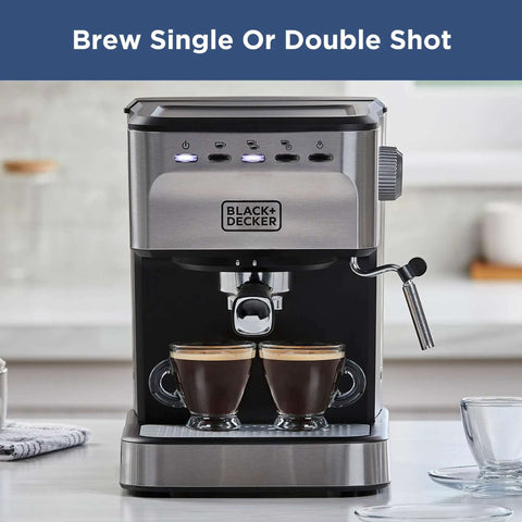Semi-Automatic Espresso Machine With 15 Bar Pressure, Grounds Or ESE Pods Compatible, Built-In Milk Frother For Single Or Double Shots.