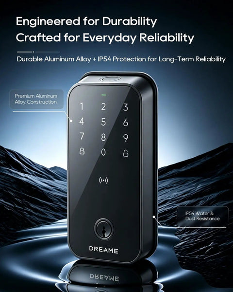 Premium Smart WiFi Door Lock Featuring Slick Fingerprint Keypad And Apple Home Key Compatibility For Smooth iPhone Unlocks, durable aluminum alloy, IP54 rated