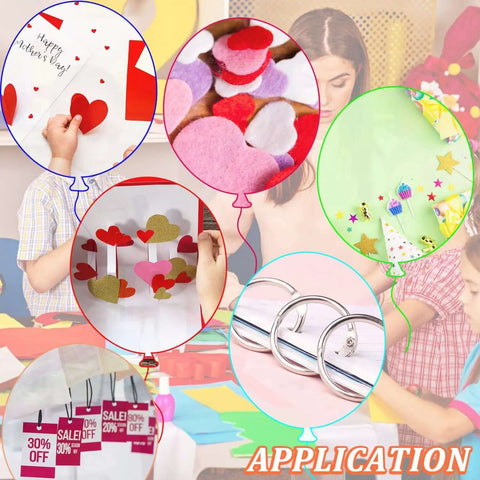 Applications of Three Piece Metal Handheld Paper Punch Set With Plastic Handle For Easy Circle Holes, DIY crafts and decorations.