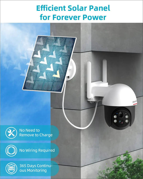 Solar Powered Wireless Outdoor Security Camera With Spotlight, Clear Night Vision, Pan Tilt 360 Degrees, Two Way Audio