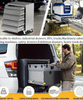 Beefy Heavy Duty Drawer Slides 500lb Capacity With 3 Fold Ball Bearing Rails Full Extension Side Mount 54 Inch Length shown in use