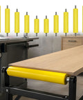 10 Pack Woodworking Feed Table Rollers For Smooth Easy Movement Universal Replacement Conveyor Rollers With Customizable Lengths Fits 35mm 50mm 60mm Diameters PVC Compatible Durable Pro Grade Build For Busy Shops; yellow PVC rollers on feed table