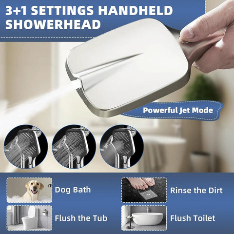 Real Deal 14 Inch Rain Shower Head With Lower Handheld Control And Sleek Chrome Finish Features Heavy Duty Brass Hardware For Epic Full Body Coverage Plus Zero Sweat Hook Up Design