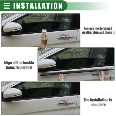 Installation process of Weatherstrip Window Seal Belt Kit For Toyota Prius 2004-2009 on a vehicle door