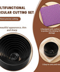 24 Piece Leather Circle Punch Set Pro Grade High Carbon Steel Hole Punch Kit For DIY Leather Crafts Includes 1mm To 15mm And 20mm To 60mm Punches For Precise Holes And Round Cutter Dies For Handcrafted Leather Projects displayed with cutting board and storage case.
