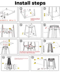 Installation steps for Outdoor Pyramid Patio Heater Hardware Replacement Kit with bolt and nut set for pyramid heaters.