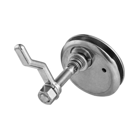 Boat Cam Latch 316 Stainless Steel Flush Mount Hatch Lift Pull with Back Plate and Mounting Fasteners side view.