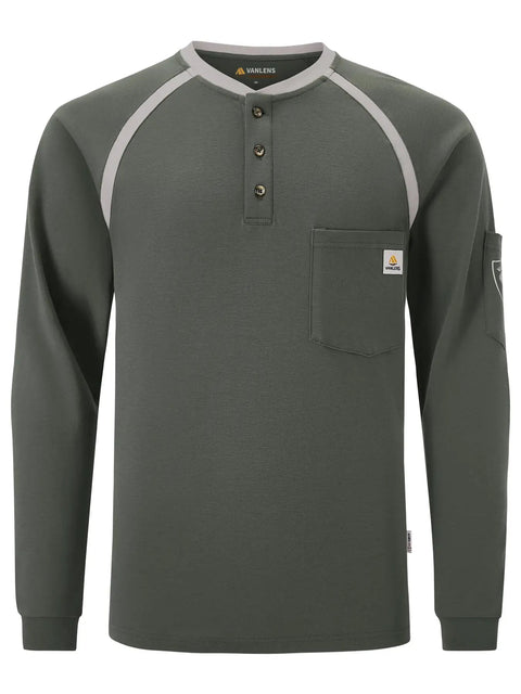 Mens Flame Resistant 6.5oz Long Sleeve FR Shirt For Work Fire Retardant CAT2 HRC2 Durable FR Clothing For Welders