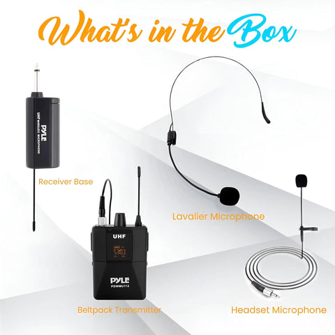 UHF Wireless Microphone System Kit Portable Pro Cordless Microphone Set With Headset Lavalier Beltpack Transmitter And Receiver