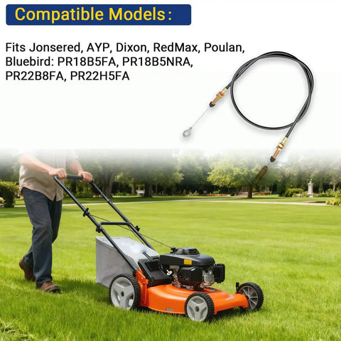Power Rake Activation Cable Replacement For Husqvarna BG22 DT18 DT22 Dethatcher, 46.5 Inch, shown with lawn equipment