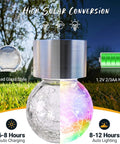 8 Pack Solar Hanging Lights Outdoor Waterproof Lanterns for Garden Decor color display and battery life illustration