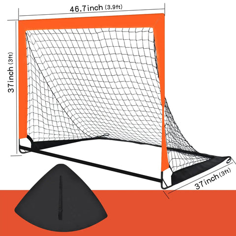 2 Pack 4 Ft By 3 Ft Portable Kid Soccer Goals For Backyard Indoor And Outdoor Pop Up Play In Orange Easy Setup