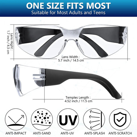 Bulk Pack Of 96 Pairs Clear Safety Glasses With Six Color Frames For Adults Unisex Eye Protection Goggles durable impact resistant