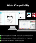 Computer displaying engraving software compatible with Falcon2 Pro 40W Desktop Diode Laser Engraver With Enclosure Smart Camera and Air Assist.