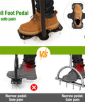 Comparison of full foot pedal and narrow pedal for Step Through Lawn Aerator Tool With Full Foot Pedal For Joint Friendly Ergonomic Leg Power
