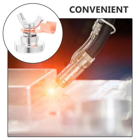 Heavy Duty Magnetic Welding Ground Clamp With Strong Magnet Holds Firmly On Metal Poles And Tables To Boost Safety Efficiency During Any Electric Weld Job No Slipping Or Shaking Just Reliable Grip For Pros, silver finish.