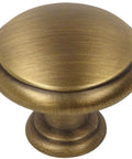 25 Pack Brushed Antique Brass Mushroom Cabinet Knobs With One And Three Sixteenths Inch Diameter And Seven Eighths Inch Projection Includes One Inch Mounting Screws Sweet Hardware Upgrade For Kitchen And Bathroom Cabinets, showing side profile of knob.