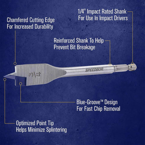 IRWIN Speedbor spade wood drill bit, 3/4 in by 4 in, steel