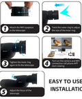 Instruction steps for using Telescope Eyepiece Camera, 4MP Digital Camera, 2K Video Recording Via App with telescope setup examples