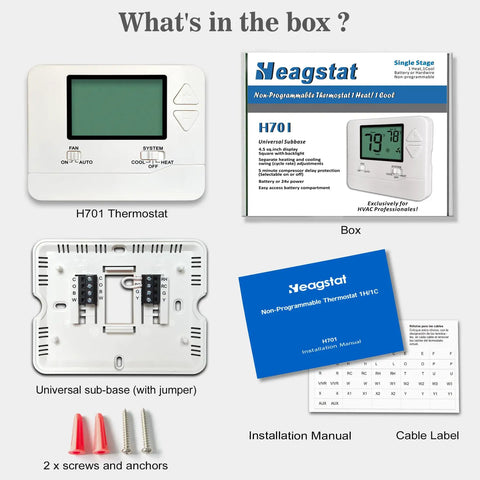No Frills Manual Thermostat For Home With 1 Heat 1 Cool Non Programmable Control Green Backlight Easy Dial Temperature Adjustment Ideal For Conventional Systems And Simple Climate Comfort with accessories shown