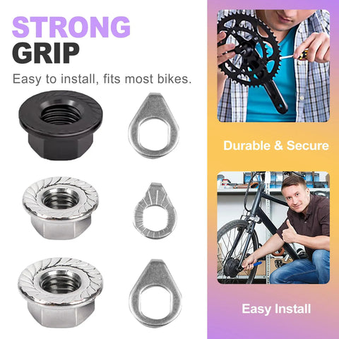 24 Piece Bike Axle Nut And Washer Kit Universal Fit M8 M9.5 M10 Replacement Parts For Mountain And Road Bikes Wheel Nuts Bolts Set