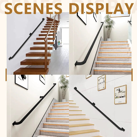 Built Tough Stair Railing Handrail Wall Mount Indoor Banister Wrought Iron Brackets showcasing adjustable stair railing install.