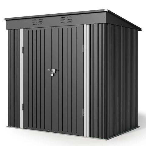 Spacious 6 By 4 Outdoor Storage Shed With Double Lockable Doors Anti Corrosion Metal Construction Waterproof Design for backyard