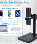 Pro Grade Skin Analysis Microscope With Stand For Home And Salon 1000X 1080P HD Wireless USB Camera on adjustable base