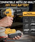 Hand holding Cordless Rivet Nut Gun For 20V Battery Power, Pro Grade Brushless Motor, Auto And Manual Modes, battery attachment