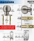 Keyed Entry Door Knob With Lock Satin Nickel Finish All Metal Construction Includes Three Keys Adjustable Backset From Two And Three Eighths Inches To Two And Three Quarters Inches For Interior And Exterior Doors dimensions