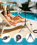 Outdoor Misting System for Patio and Yard, Adjustable 5.25 Foot Standing Mister With 26.5 Foot Misting Line near poolside