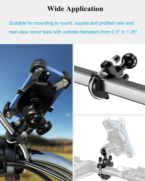 1 Inch Ball Handlebar U Bolt Mount Base Fits Round Rails 0.5 To 1.26 Inches RAM Mounts B Size Compatible With 1 Inch Ball Double Socket Arm Bike And Motorcycle Phone Holder on motorcycle handlebar