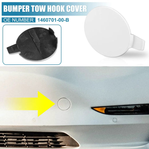 Front Tow Hook Cover For Tesla Model 3 2017 2018 2019 2020 2021 White Plastic Replacement Eye Lid Cap For Front Bumper Waterproof Durable Exterior Accessory