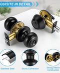 4 Pack Front Door Lock Set in Matte Black With Deadbolt and Door Knob, Keyed Alike Single Cylinder Lockset, Easy Install