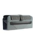 Side view of backpack camera gear organizer insert with flexible modular panels and magnetic flap in grey, lightweight design