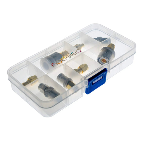 Case with 10 adapters part of the RTL SDR Starter Kit With Premium SDR Dongle Flamingo FM Bandstop Filter Includes 3 Antennas 10 Adapters And Case Free Software To Get You On Air Listen To Signals From 100 KHz To 1700 MHz