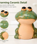 Slick Ceramic Frog Toilet Bolt Covers 2 Pack With Universal Screw Caps For Instant Bathroom Glow Up. Glossy ceramic frog detail.