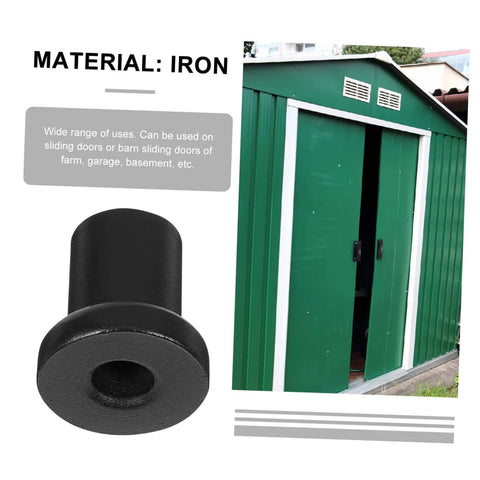 Carbon Steel Sliding Barn Door Track Spacers Kit 4 pack near green barn doors, detail of black spacer, wall mount for hardware