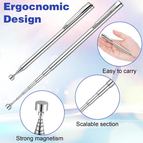 Telescoping Magnetic Pick Up Tool Set 25 Inch Reacher Grabber with Pocket Clip 20-Piece Retrieving Magnets Kit for Dad, Man, Mechanic