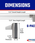 Magnetic Sign Holder Pack For 12 Inch Signs With 90 Degree Magnetic Base And 12 Inch Acrylic Strip dimensions, side view