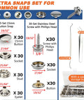 Marine Snap Fasteners Kit With 60 Stainless Steel 15mm Snaps And Pliers For Boat Covers Tarp Canvas Leather Carpet And Fabric Easy Install With Upgrade Die Holder For Precise Alignment And Durable Outdoor Use showing components and tools