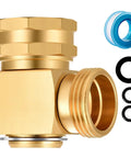 90 Degree Brass Hose Swivel Elbow With Three Quarter Inch GHT Connector Heavy Duty Garden Hose Fitting Includes Washer Internal Seals And Teflon Tape For Easy Leak Free Outdoor Water Setup brass elbow with seals