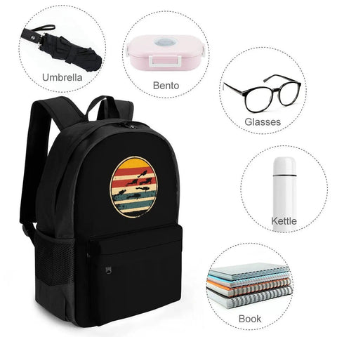 Retro Scuba Dive Style 16 Inch Laptop Backpack With Large Capacity Daypack With items like umbrella, bento, and books