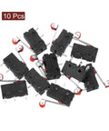 Pack of 10 KW11 3Z N 1NO 1NC Micro Limit Switches Waterproof Miniature Switch 5A 125 To 250VAC, black with red roller levers
