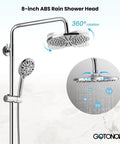 Thermostatic Shower Faucet Exposed Bathroom Setup With 8 Inch Round Wall Mounted Shower Head And ABS Handheld Sprayer