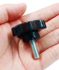 Black plastic hand-tightening clamping knob with metal threaded bolt for umbrella base M8x20mm